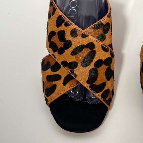 Sole Society Leopard Print‎ Cross Strap Block Heel Slide Sandal Women's - Picture 3 of 5
